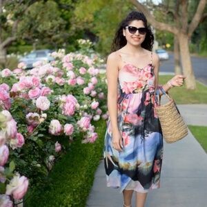 Anthropologie Corey Lynn Calter Daybreak Watercolor Floral Midi Dress 0